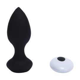 Plug anal com vibrao e controle remoto - Silicone Mdico - preto