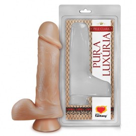 Dildo com escroto e ventosa - Pura luxria  16,2X4,4cm